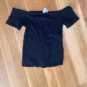 Black off the shoulder fitted shirt